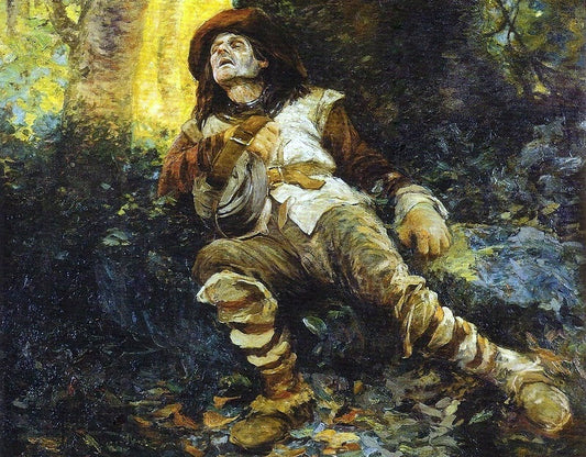 Death of Fernão Dias Paes Leme, vintage artwork by Antonio Parreiras, 12x8" (A4) Poster