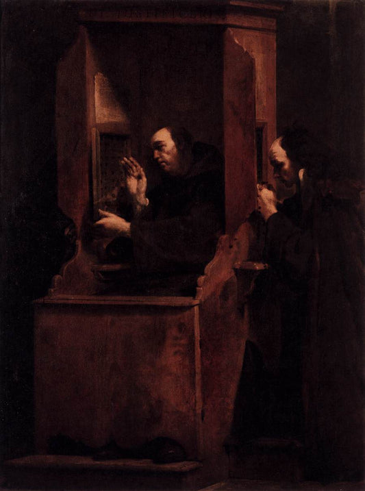 The Seven Sacraments:  Confession, vintage artwork by Giuseppe Maria Crespi, 12x8" (A4) Poster