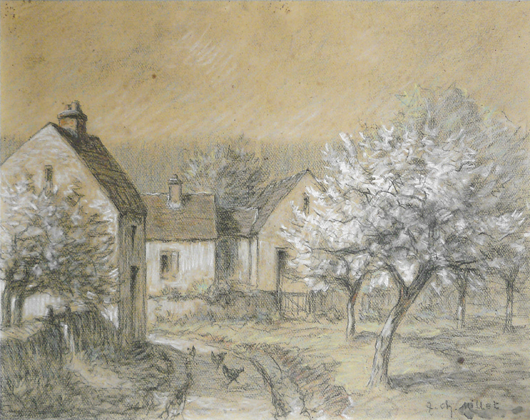 Ferme en hiver, vintage artwork by Jean-Charles Millet, 12x8" (A4) Poster