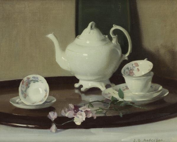 f a china tea service on an oval tray by James Bell Anderson,16x12(A3) Poster