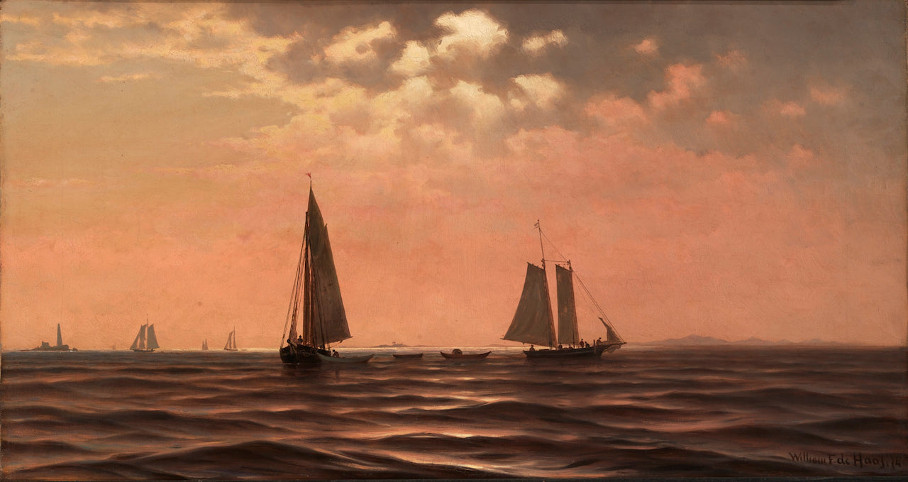 Afternoon on Saco Bay, Coast of Maine, vintage artwork by William Frederick de Haas, 12x8" (A4) Poster