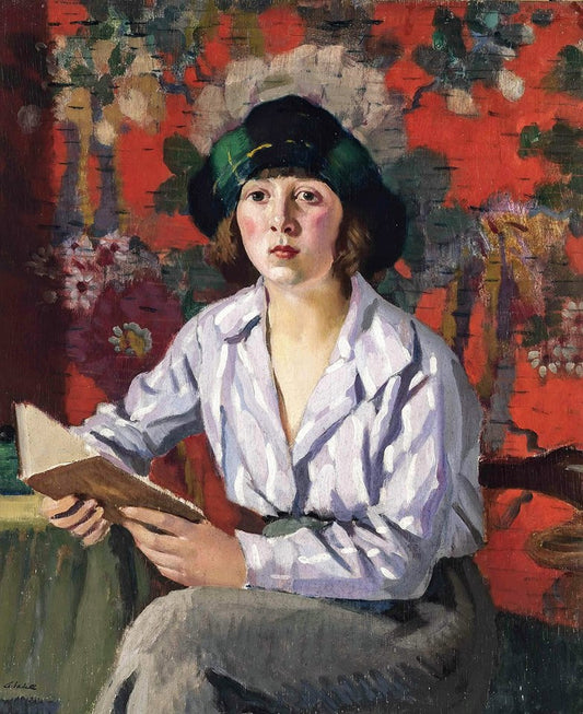 A lady reading, vintage artwork by Pierre Adolphe Valette, 12x8" (A4) Poster