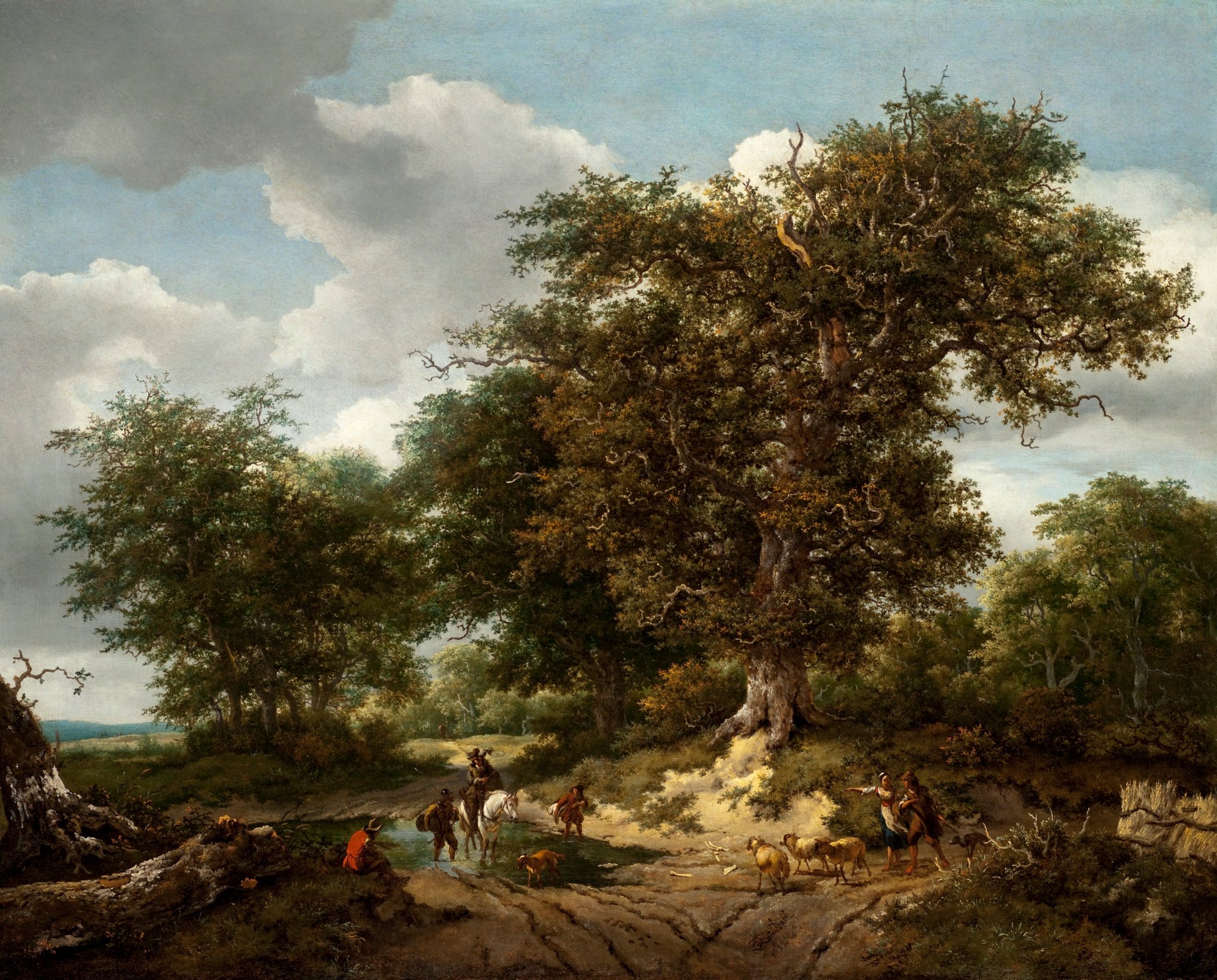 The Great Oak, vintage artwork by Nicolaes Berchem, 12x8" (A4) Poster