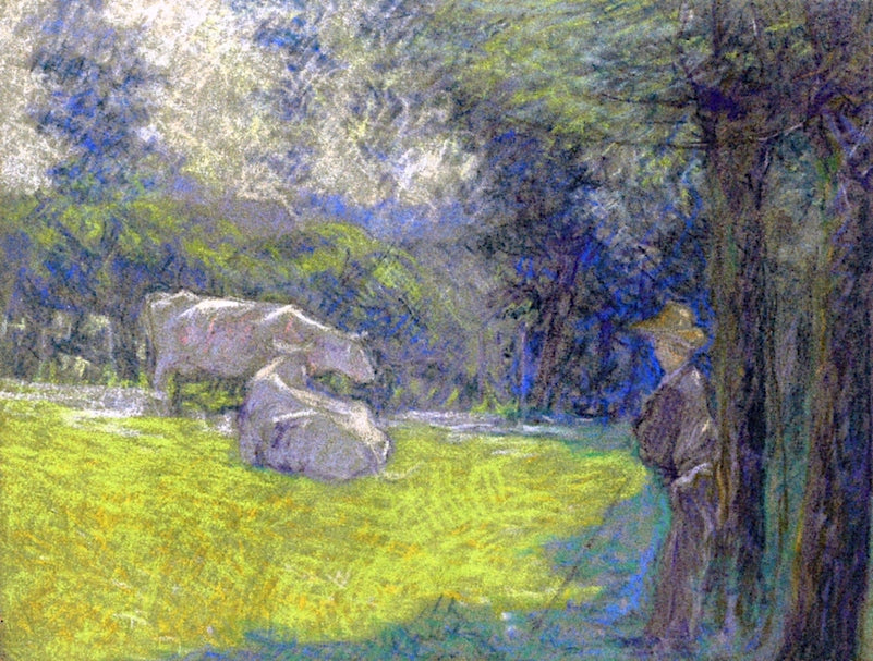 in the Fields Guarding His Cows by Claude-Emil Schuffenecker,A3(16x12")Poster