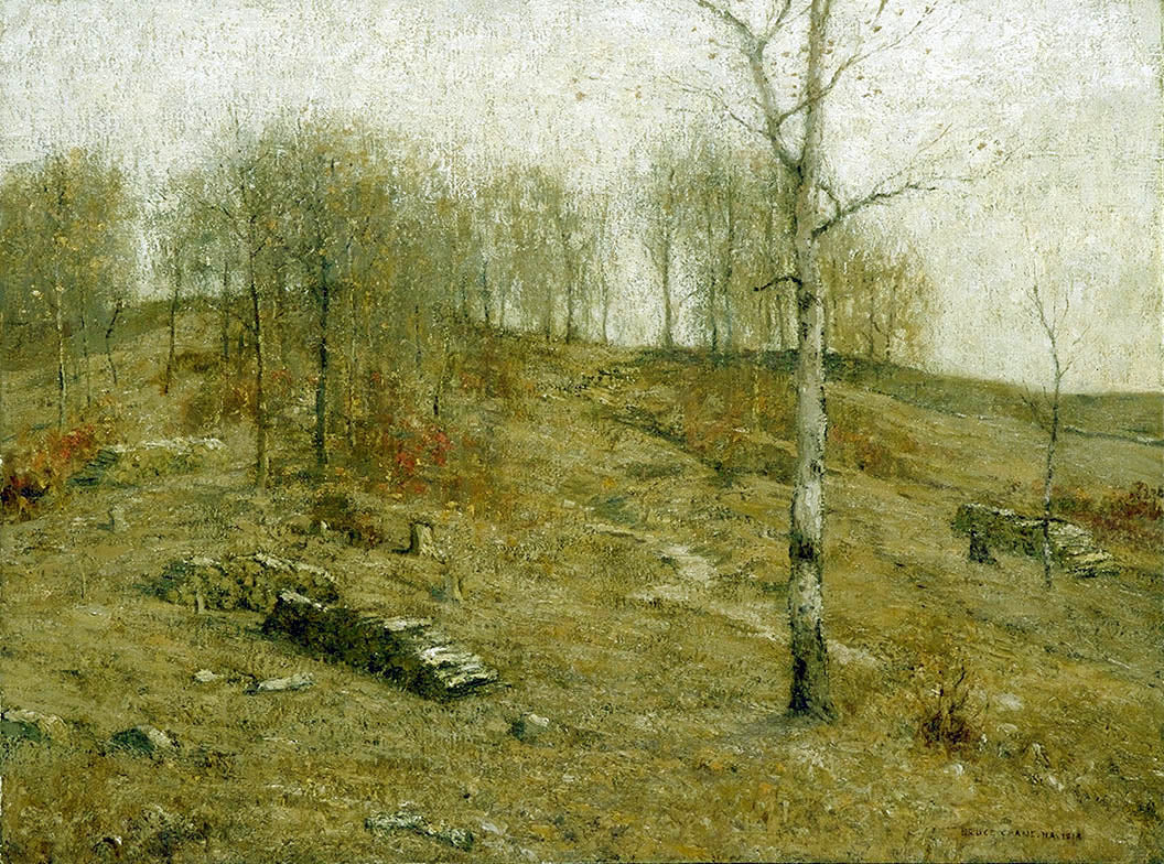 December Uplands, vintage artwork by Bruce Crane, 12x8" (A4) Poster