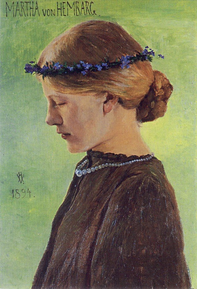 Martha von Hembarg, vintage artwork by Johann Heinrich Vogeler, 12x8" (A4) Poster