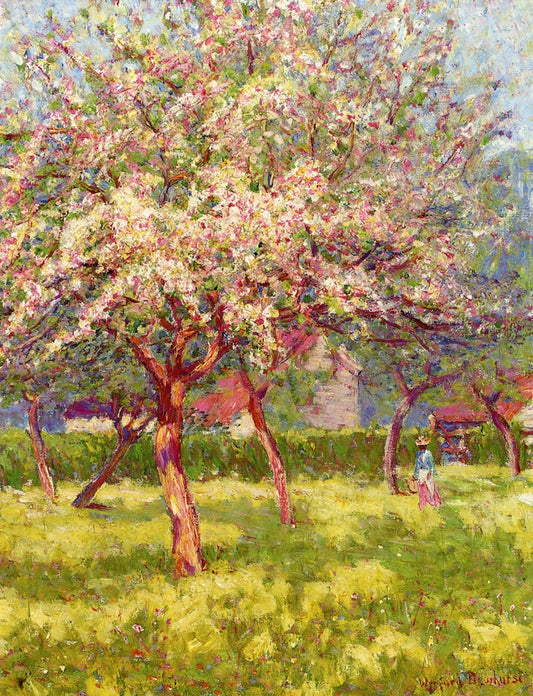 An Orchard in Bloom, vintage artwork by Wynford Dewhurst, 12x8" (A4) Poster