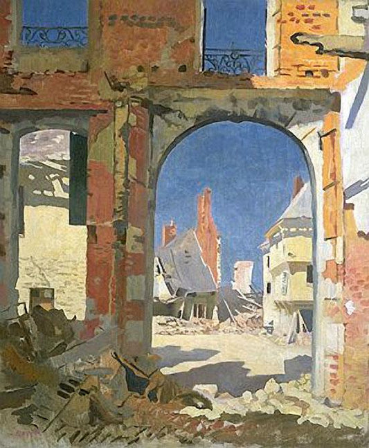 The Girls College, Peronne, vintage artwork by Sir William Orpen, R.A., R.H.A., 12x8" (A4) Poster