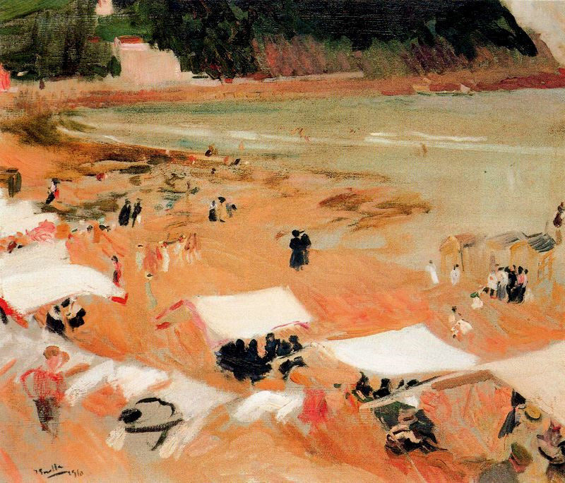 Beach at Zarauz by Joaquin Sorolla y Bastida,A3(16x12")Poster