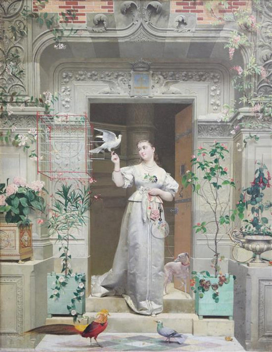 The Doves, vintage artwork by Paul Alphonse Viry, 12x8" (A4) Poster