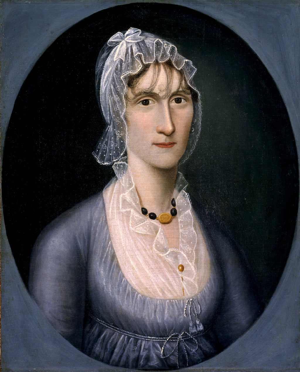 Portrait of Mrs. Barbara Baker Murphy (Wife of Sea Captain), vintage artwork by Joshua Johnson, 12x8" (A4) Poster