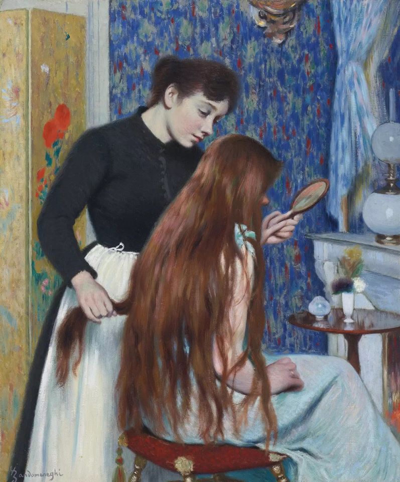 La coiffure, vintage artwork by Federico Zandomeneghi, 12x8" (A4) Poster