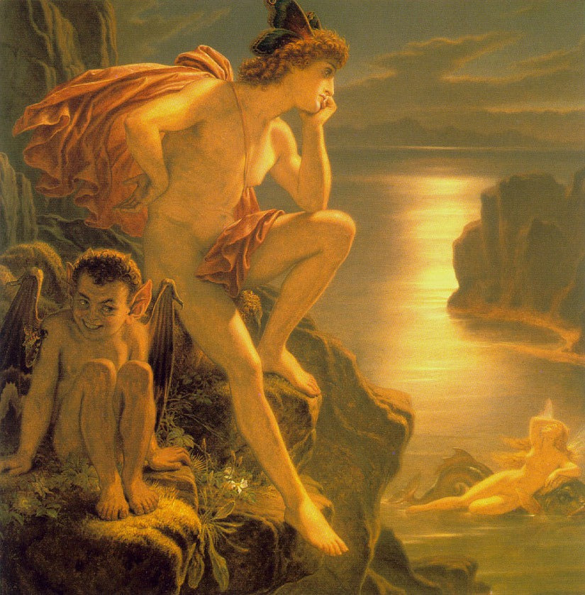 Oberon And The Mermaid, vintage artwork by Sir Joseph Noel Paton, A3 (16x12") Poster Print