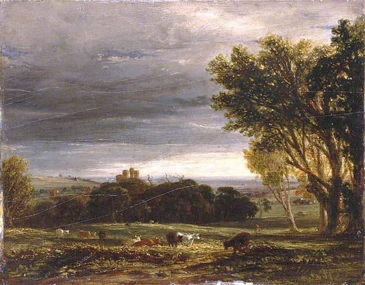 Herstmonceux Castle, Sussex, vintage artwork by Anthony Vandyke Copley Fielding, 12x8" (A4) Poster