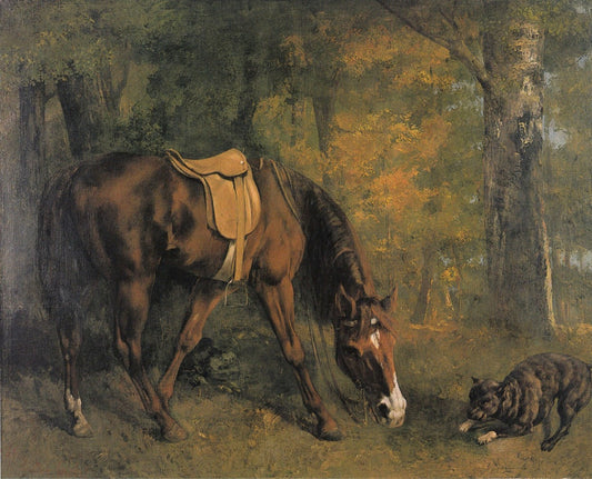 Horse in the Wood, vintage artwork by Gustave Courbet, A3 (16x12") Poster Print