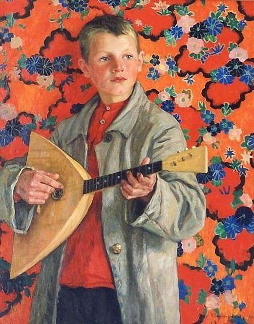 Balalaika Player by Nikolai Petrovich Bogdanov-Belsky,A3(16x12")Poster