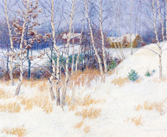 Stand of Birch Trees in Winter, vintage artwork by John Leslie Breck, 12x8" (A4) Poster