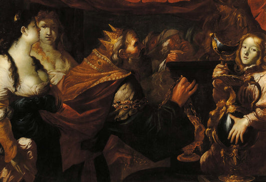 Coronation of King Solomon, vintage artwork by Attributed to Gioacchino Assereto, 12x8" (A4) Poster