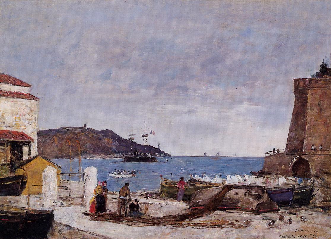 The Bay of Villefranche, the Port, vintage artwork by Eugène-Louis Boudin, 12x8" (A4) Poster