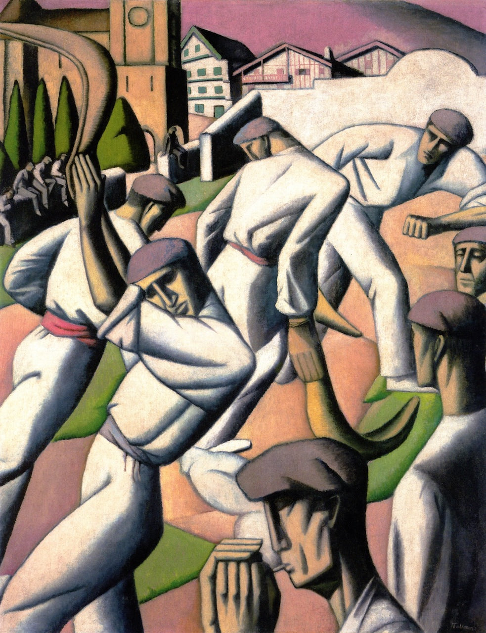 Pelota Players, vintage artwork by Felix Elie Tobeen, 12x8" (A4) Poster