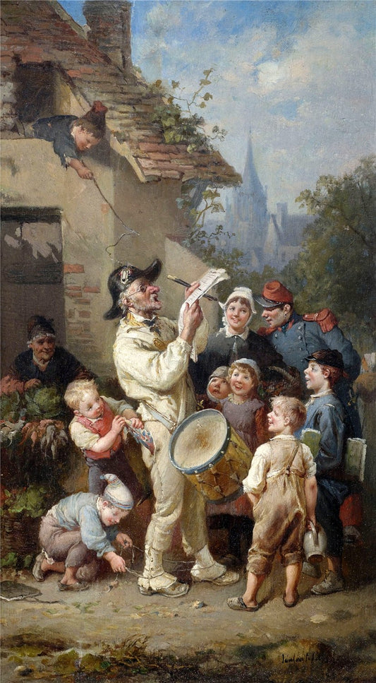 The Teasing of the Crier, vintage artwork by Francois-Louis Lanfant de Metz, A3 (16x12") Poster Print