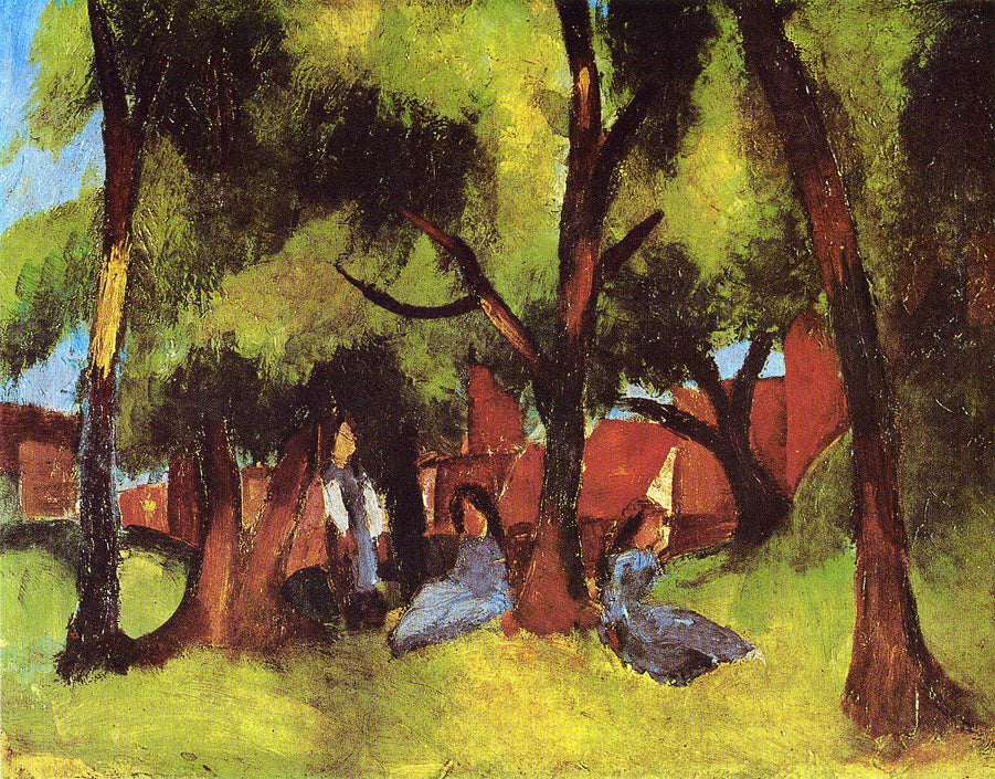 Children under Trees in Sun by August Macke,16x12(A3) Poster