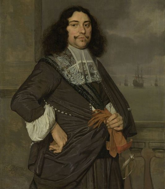 Portrait of Jan van Nes, Vice-Admiral of Holland of West-Friesland, vintage artwork by Ludolf de Jongh, 12x8" (A4) Poster