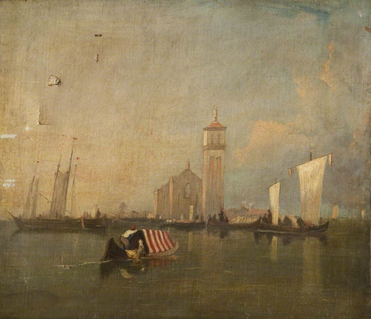 North Italian Coastal Scene, vintage artwork by Attributed to Clarkson Frederick Stanfield, A3 (16x12") Poster Print