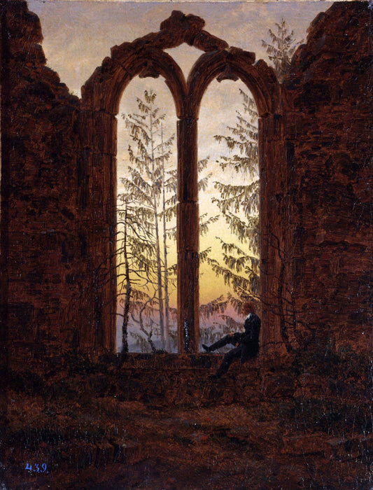 The Dreamer (Ruins of the Oybin Monastery), vintage artwork by Caspar David Friedrich, 12x8" (A4) Poster