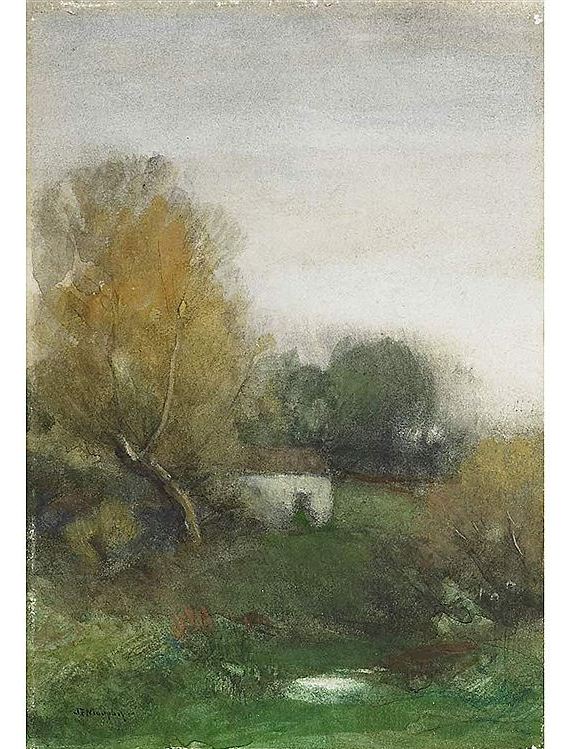 Arkville Landscape, vintage artwork by J. Francis Murphy, 12x8" (A4) Poster