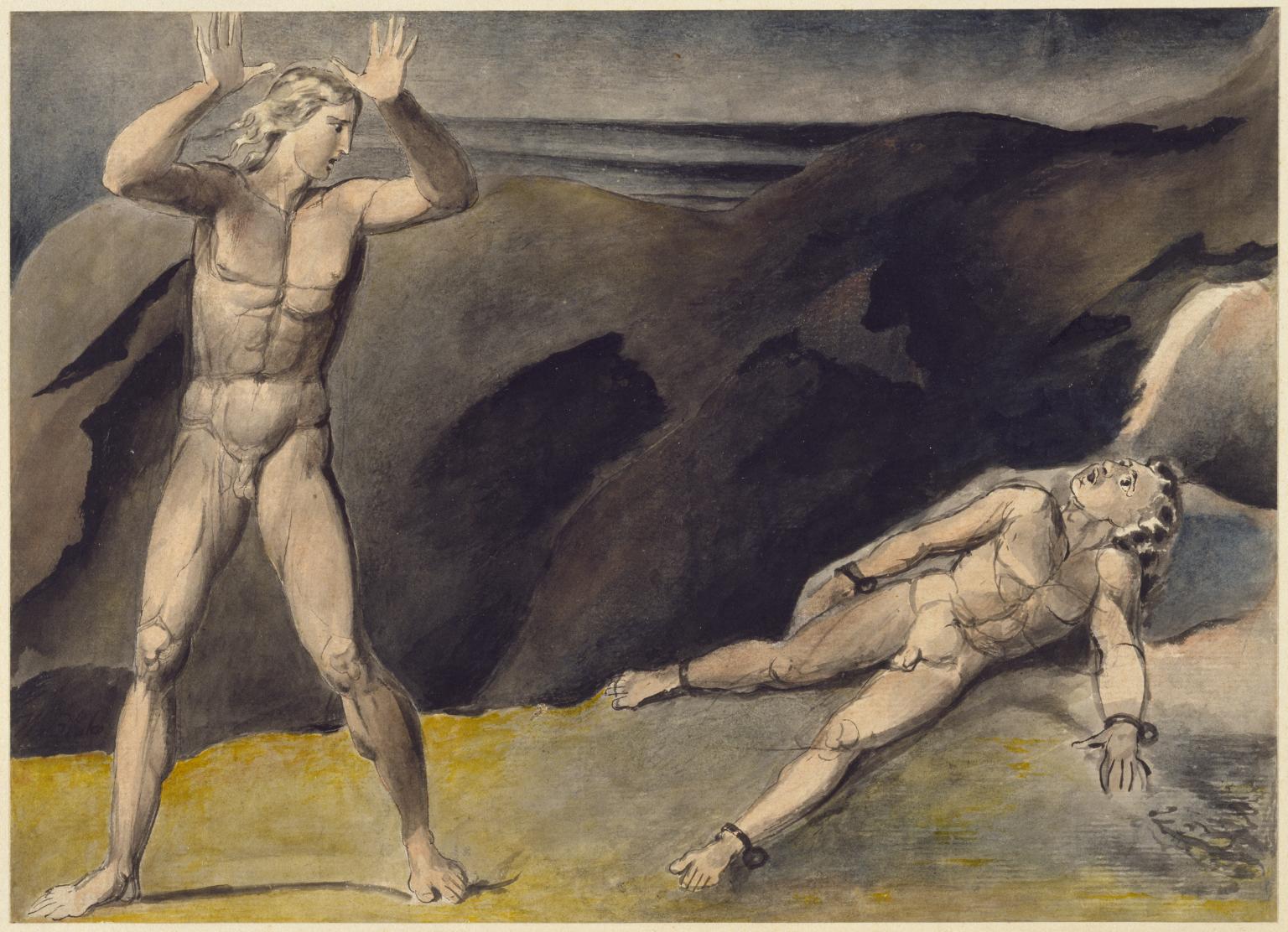 Los and Orc, vintage artwork by William Blake, 12x8" (A4) Poster