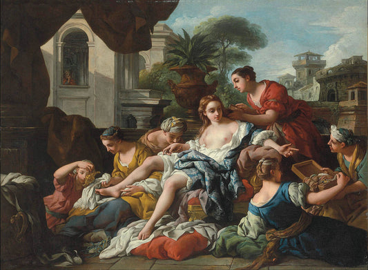 Bathsheba at her Bath, vintage artwork by Jean-François de Troy, 12x8" (A4) Poster