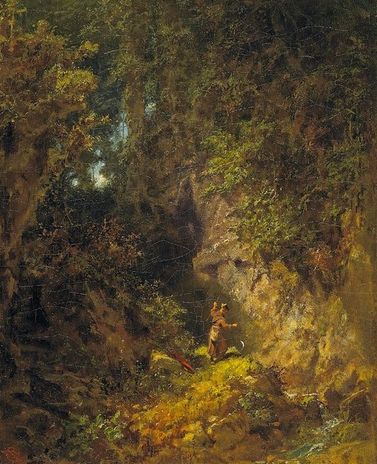 Monk Fishing, vintage artwork by Carl Spitzweg, A3 (16x12") Poster Print