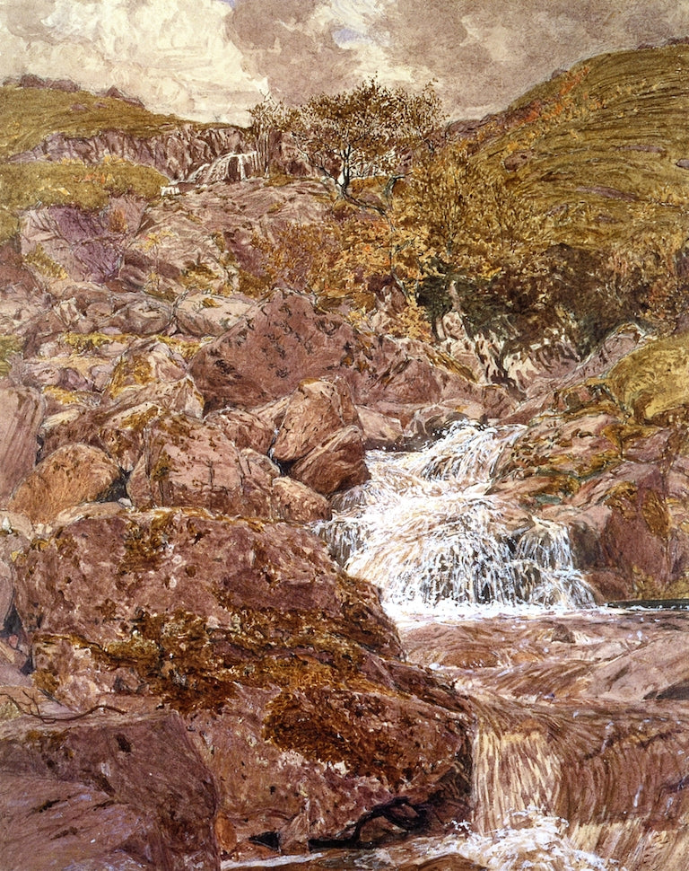 Waterfall in the Lake Disgrict, vintage artwork by Albert Joseph Moore, A.R.W.S., 12x8" (A4) Poster