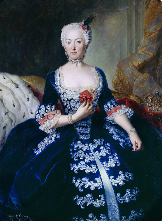 Portrait of Elisabeth Christine von Braunschweig-Bevern, vintage artwork by Antoine Pesne, 12x8" (A4) Poster