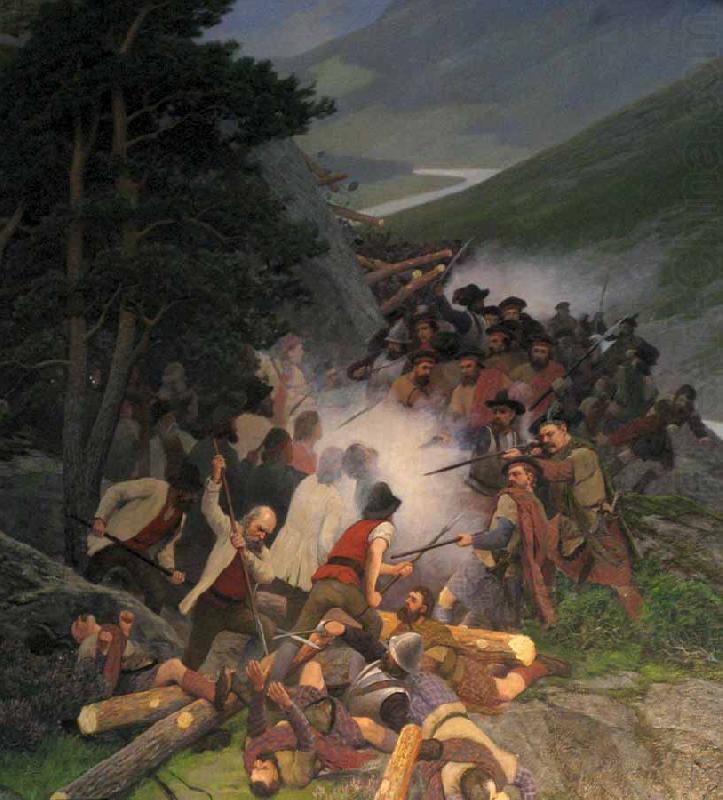 Battle of Kringen, vintage artwork by Amaldus Clarin Nielsen, 12x8" (A4) Poster
