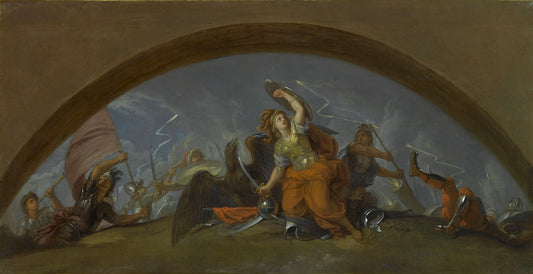 Germany Watching Victory with Horror (small version), vintage artwork by Charles Le Brun, 12x8" (A4) Poster