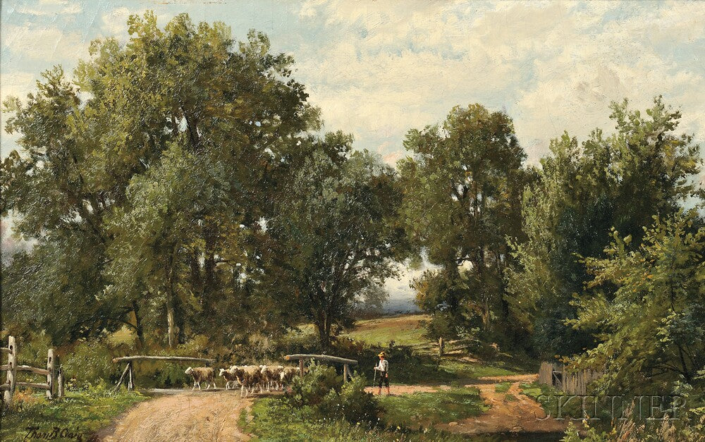 Summer on a Country Lane, vintage artwork by Thomas Craig, 12x8" (A4) Poster