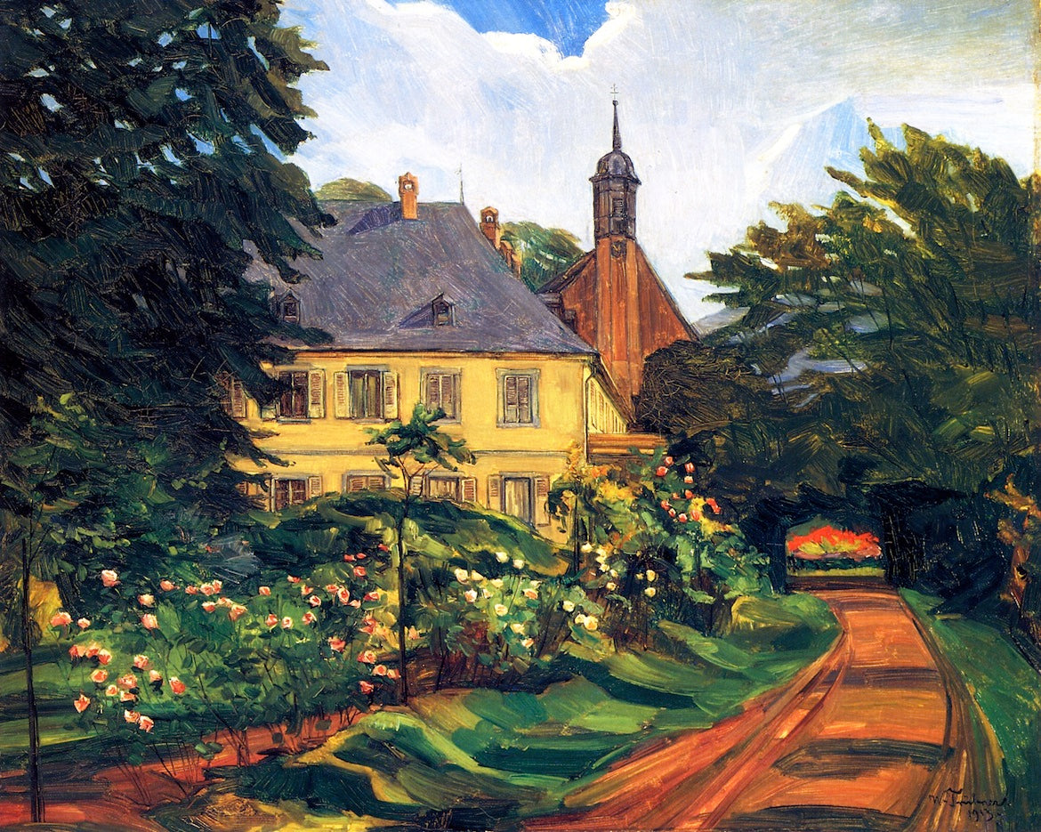 Einfahrtsweg zum Stift Neuburg, vintage artwork by Wilhelm Trübner, 12x8" (A4) Poster