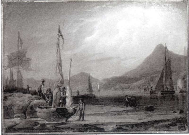 Boat and Shore, vintage artwork by Robert Salmon, 12x8" (A4) Poster