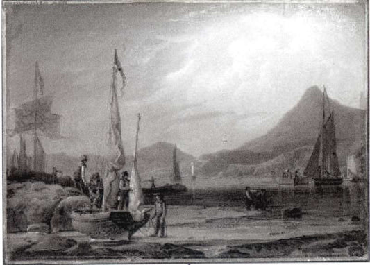 Boat and Shore, vintage artwork by Robert Salmon, 12x8" (A4) Poster