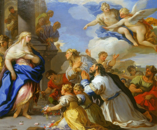 Psyche Honoured by  the People, vintage artwork by Luca Giordano, 12x8" (A4) Poster