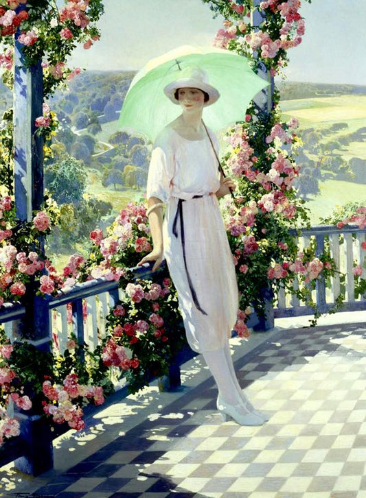 Sunny Terrace, vintage artwork by Firmin Baes, 12x8" (A4) Poster