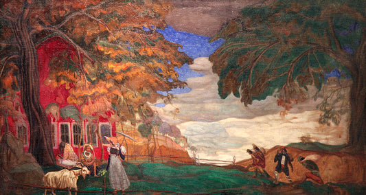 Landscape with a Pink House by Boris Grigoriev,16x12(A3) Poster