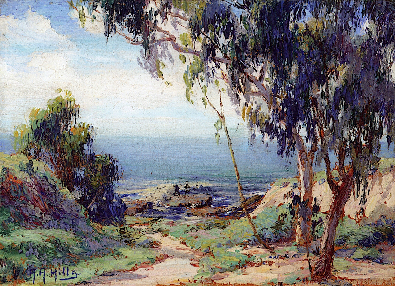 Arch Beach, Laguna, vintage artwork by Anna Althea Hills, 12x8" (A4) Poster