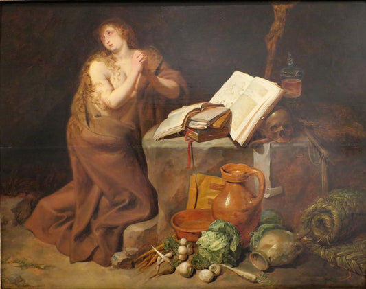 The Repenting Magdalena, vintage artwork by David Ryckaert III, 12x8" (A4) Poster