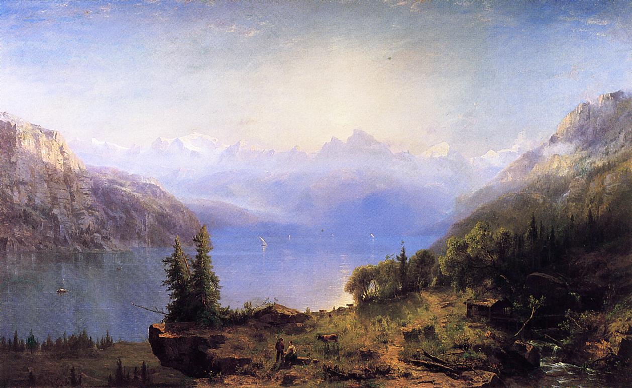 Sunrise in the Alps, vintage artwork by Regis François Gignoux, A3 (16x12") Poster Print