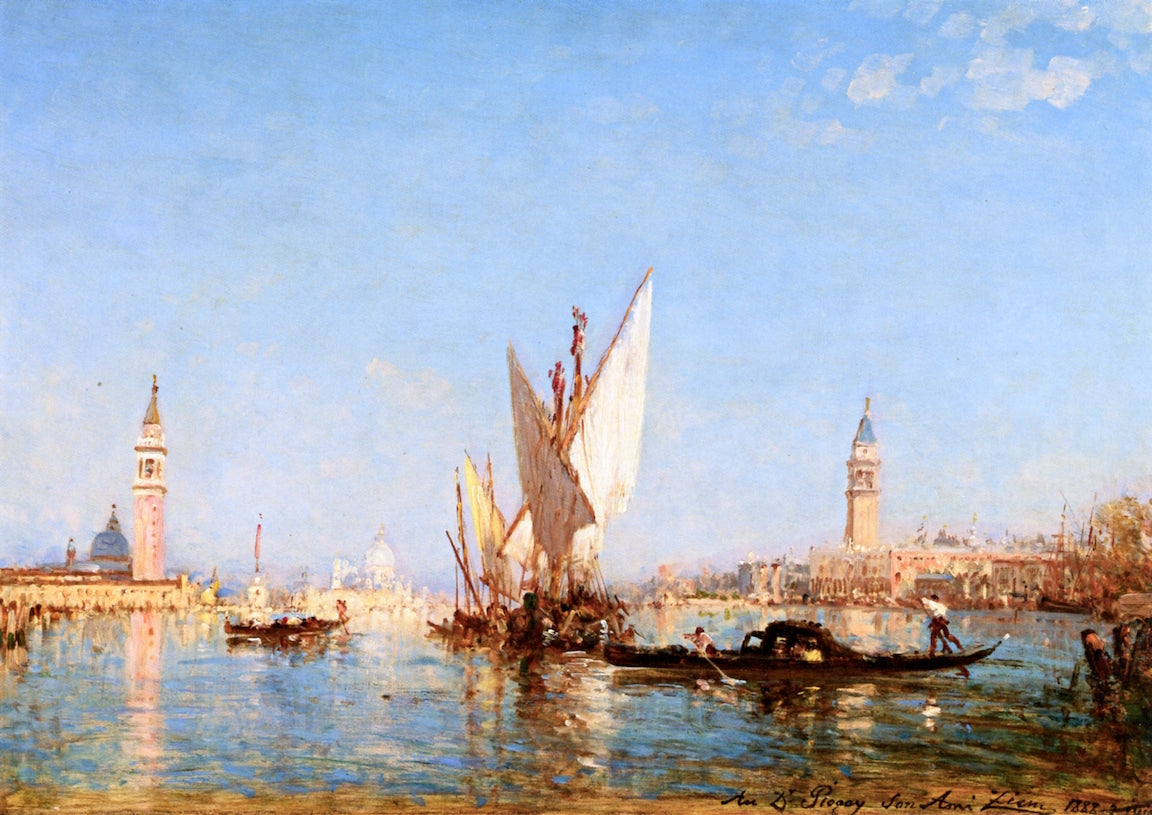 Entrance to the Grand Canal, vintage artwork by Felix-Francois-Georges-Philbert Ziem, 12x8" (A4) Poster