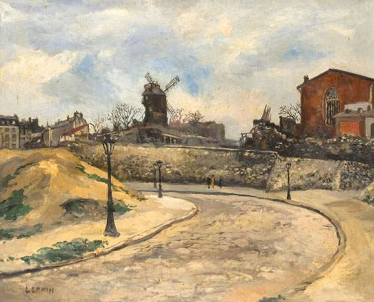 Avenue Junot at Montmartre, Paris, vintage artwork by Marcel Leprin, 12x8" (A4) Poster