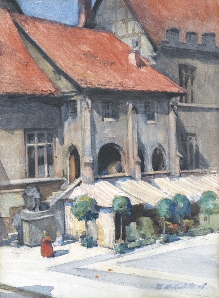 The Rathaus, Göttingen, vintage artwork by Francis Campbell Boileau (F.C.B.) Cadell, 12x8" (A4) Poster